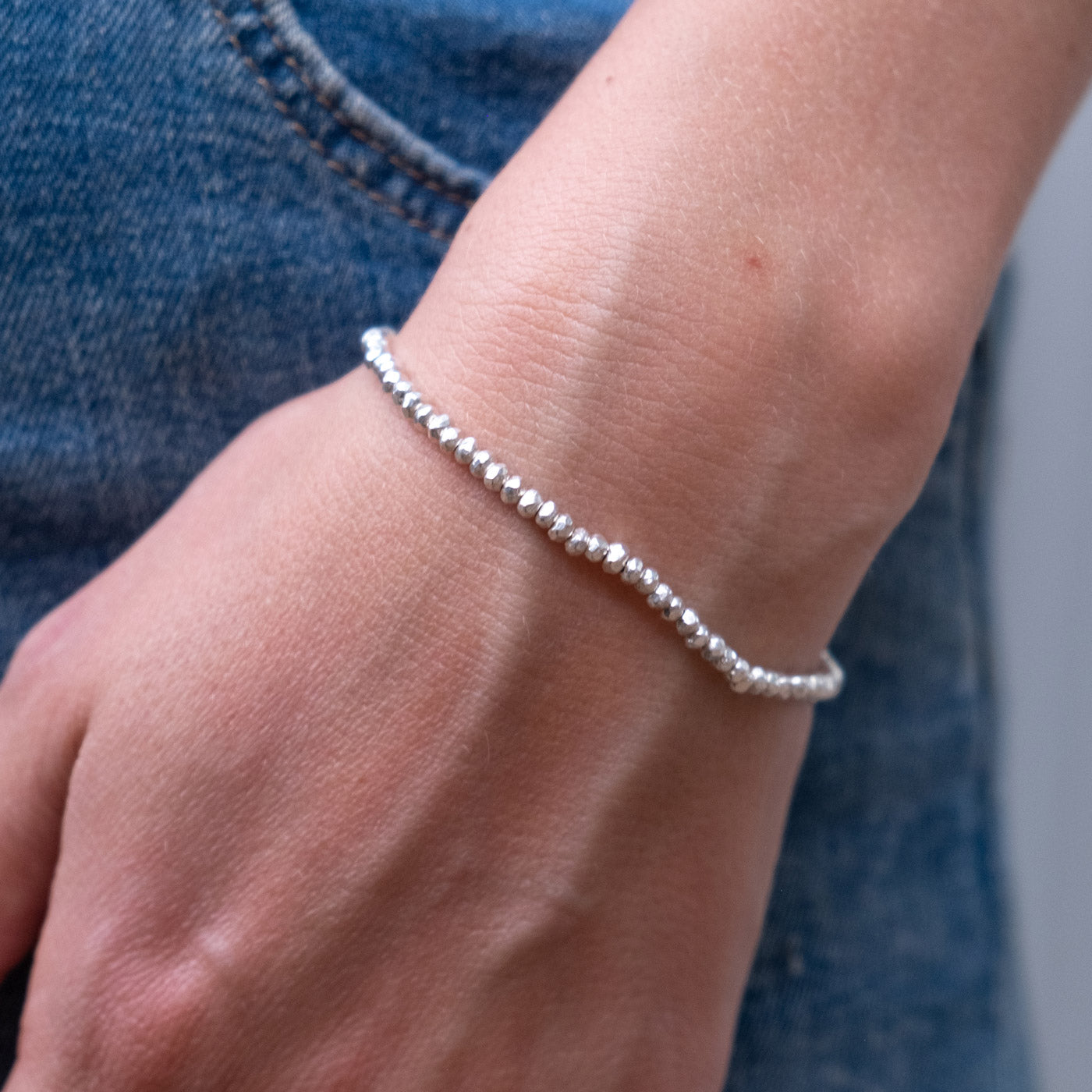 Bracciale Argento Sfaccettata Pepita Media