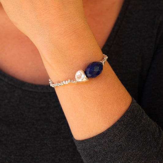 Bracciale Argento Pepita Lapislazzuli