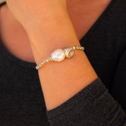 Bracciale Argento Pepita Perla Barocca