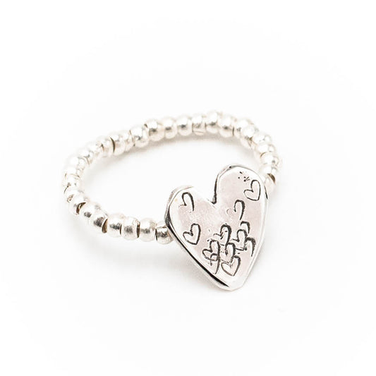 Anello Elastico Argento Cuore