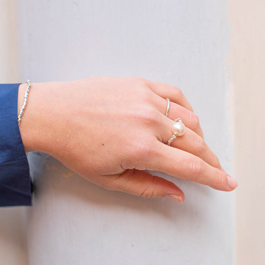 Anello Argento Perla