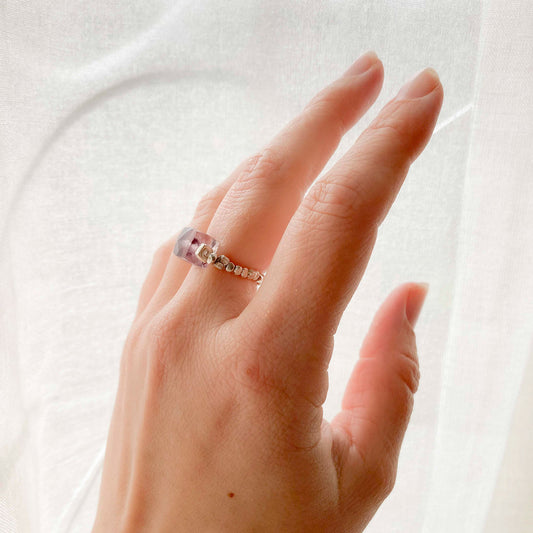 Anello Argento Cubo Ametista