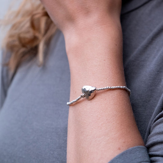 Bracciale Argento BIBA Cuore Martellato