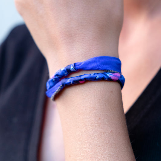 Bracciale Seta Calza Blu Elettrico