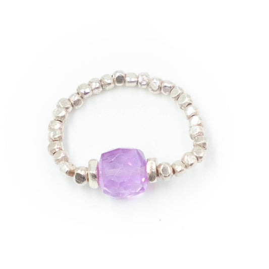 Anello Argento Cubo Ametista