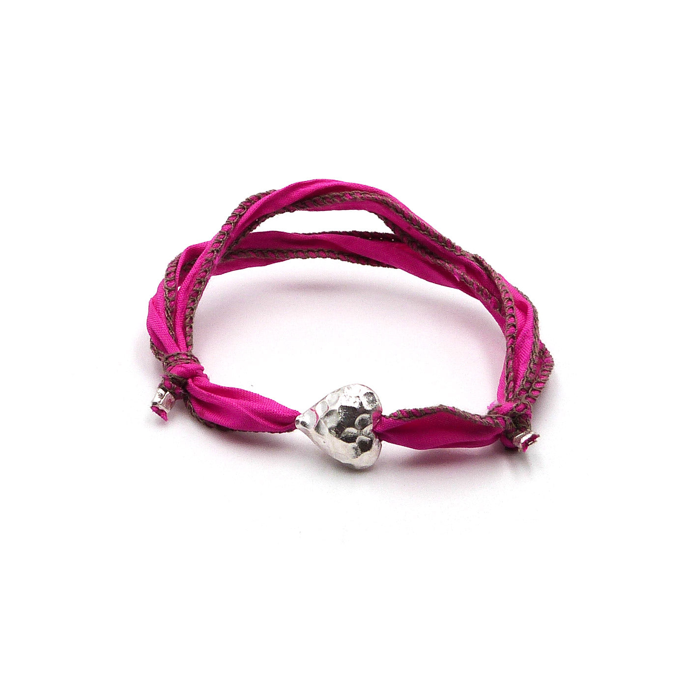 HANNA Bracciale Seta Cuore Argento