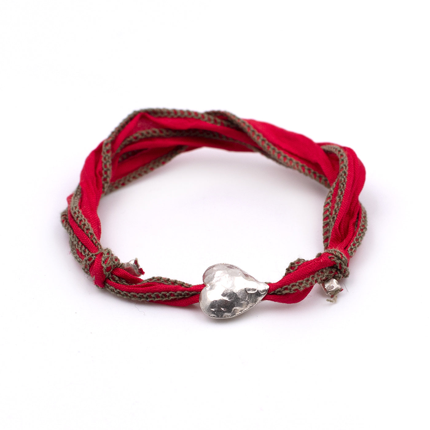 HANNA Bracciale Seta  Cuore Argento