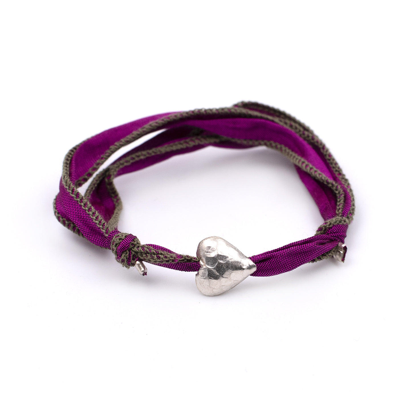 HANNA Bracciale Seta  Cuore Argento