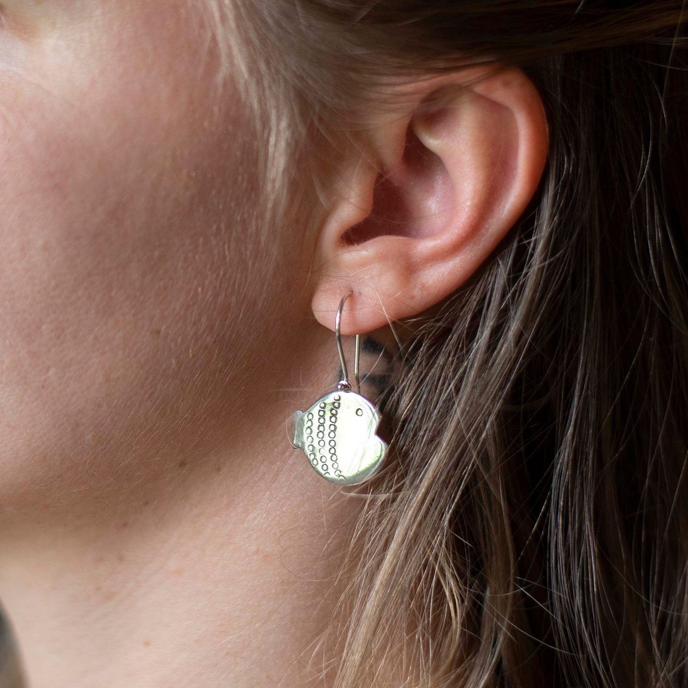 Pesce Pescato Orecchini Argento Gancio