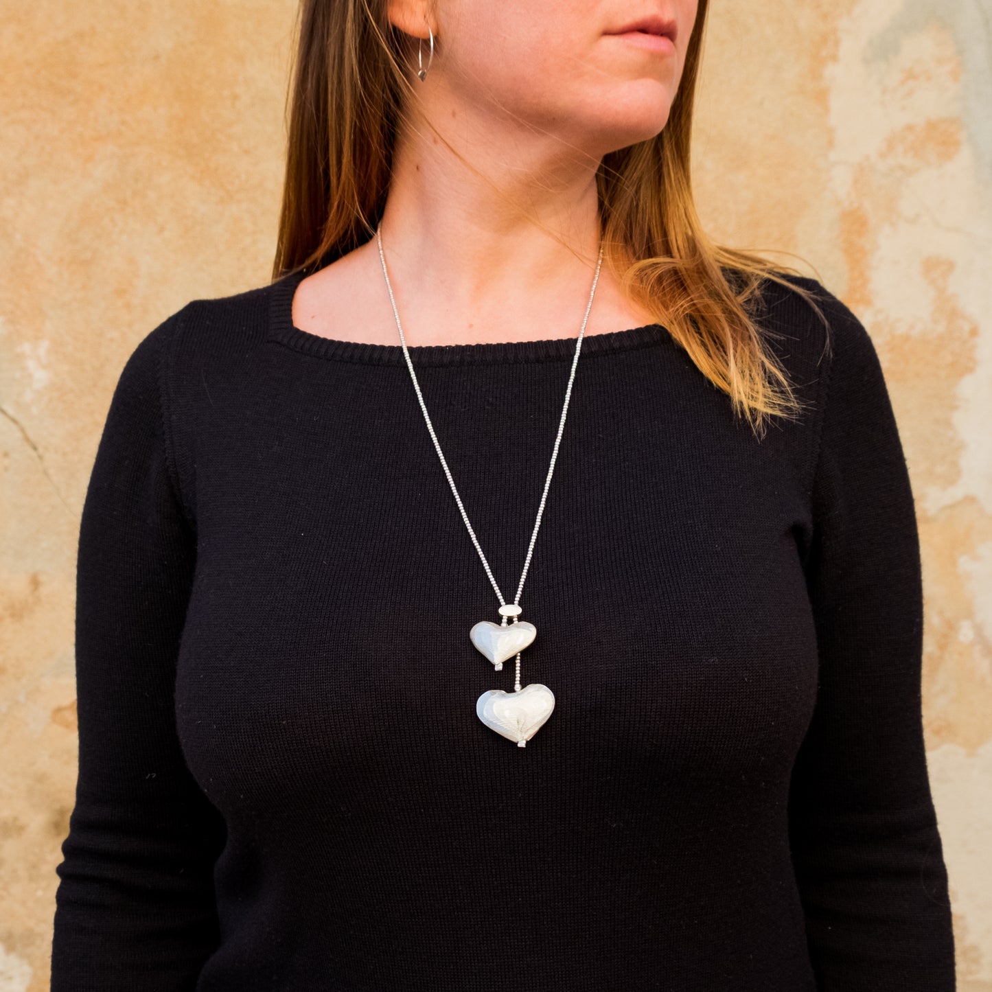 Saliscendi Cuori Collana Argento