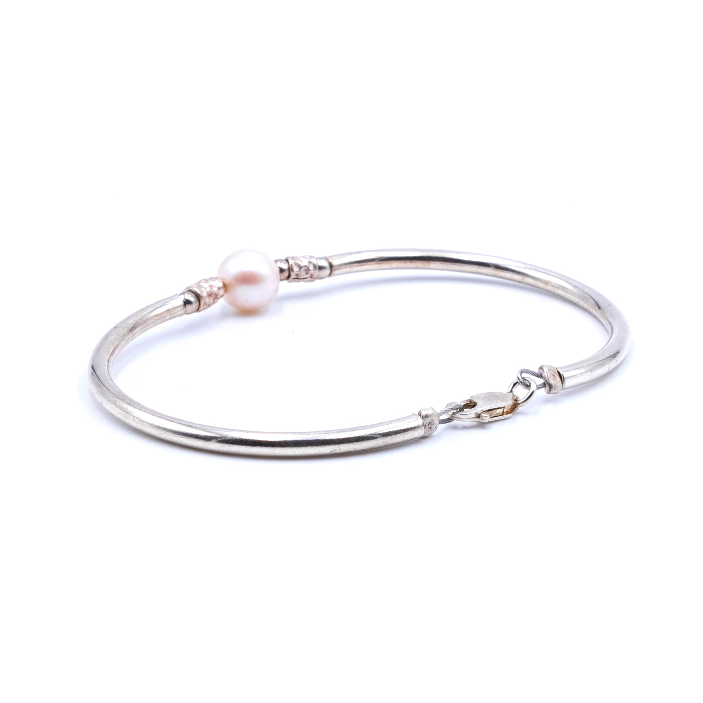 Bracciale Argento Semirigido Perla Bianca