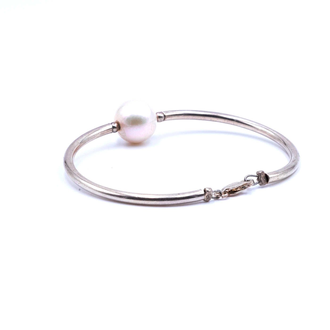 Bracciale Argento Semirigido Perla Bianca Grande