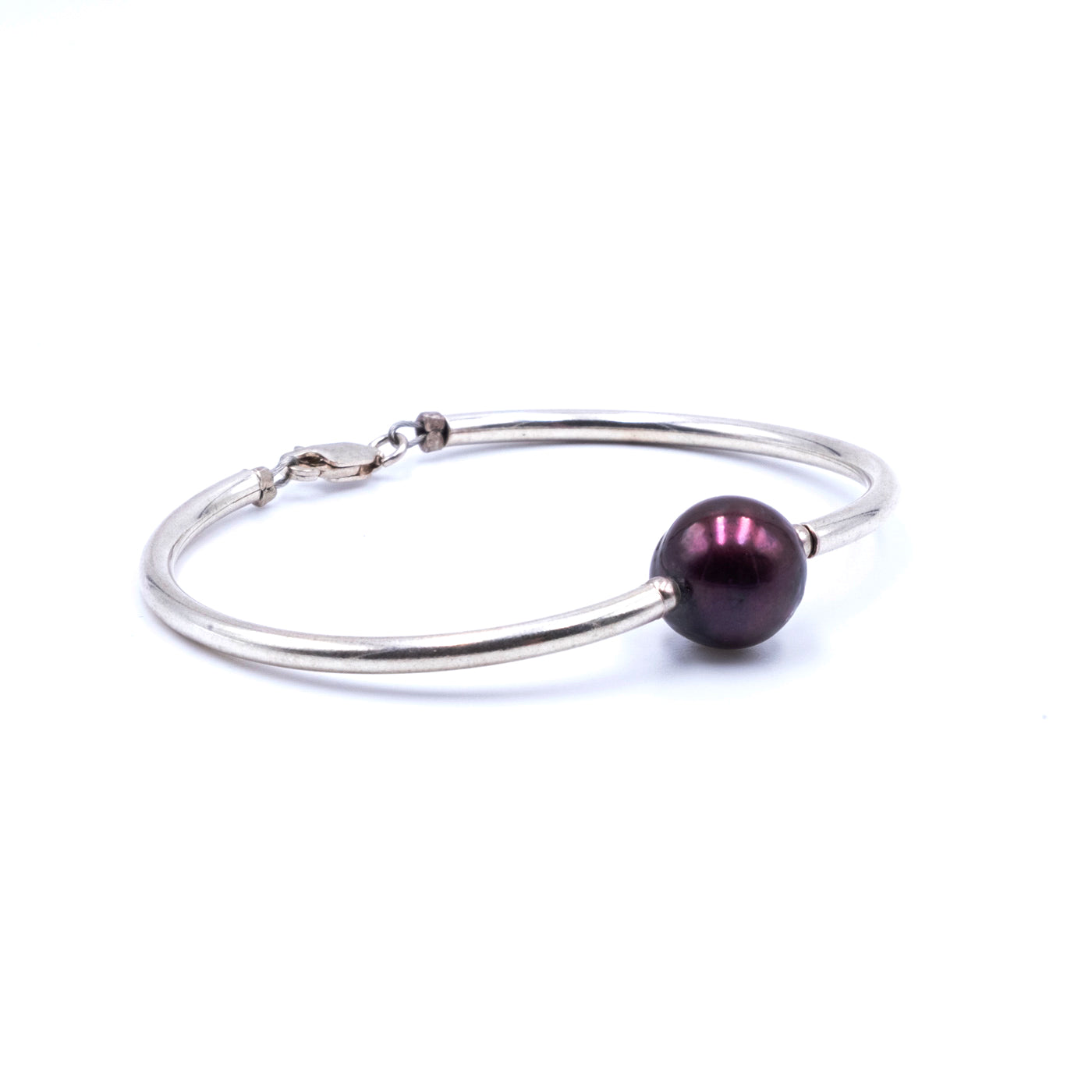 Bracciale Argento Semirigido Perla Nera