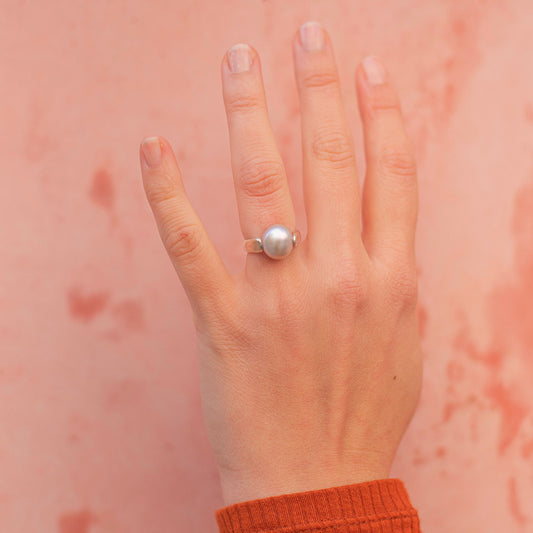 TI TENGO Anello Argento perla bianca