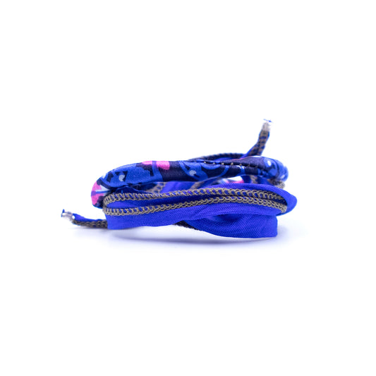 Bracciale Seta Calza Blu Elettrico