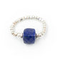 Anello Elastico Argento Cubo lapislazzuli