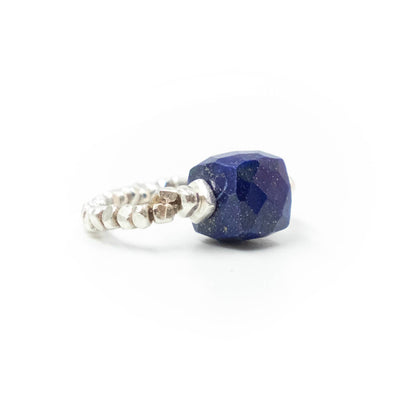 Anello Elastico Argento Cubo lapislazzuli