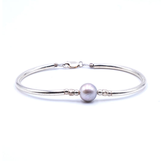 Bracciale Argento Perla Grigia